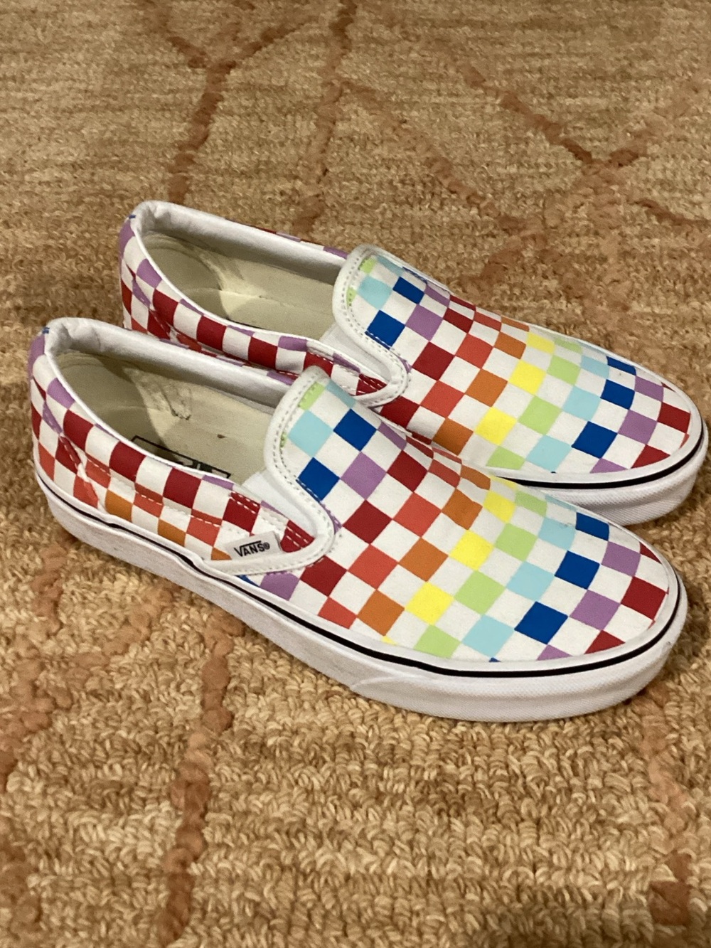 Vans Kids Slip-On Checkerboard Sneakers - Red Orange Yellow Green Blue Purple